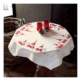 Vervaco Wichtel Stickpackung/Tischdecke im vorgedruckten/vorgezeichneten Kreuzstich, Baumwolle, Mehrfarbig, 80 x 80 x 0.3 cm