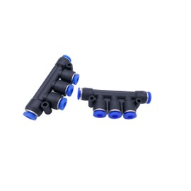 IQS Pneumatic Multiple Compressed Air Connector T-Multiple Distributor with 5 Outlets 4 mm Pack of 2 Compressed Air Distributors