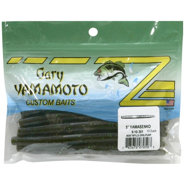 Yamamoto 9-10-301 Senko, 5-Inch, 10-Pack, Green Pum-Packin W/Lg Green &