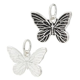 PH PandaHall 925 Sterling Silver Charms 2 Colors Butterfly Pendants Animal Dangle Charms with Jump Rings for Jewellery Making Thanksgiving Day Anniversary Birthday Christmas, 11x15mm