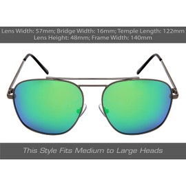 proSPORT Aviator Mirror Polarized Sunglass Men Women Green Smoke Lens Matte Black Frame