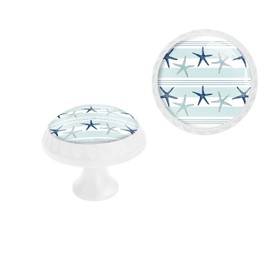 6 Pack White Drawer Pulls Knobs, Starfish Cabinet Knobs Crystal Glass Dresser Knobs for Kitchen Bathroom Hardware