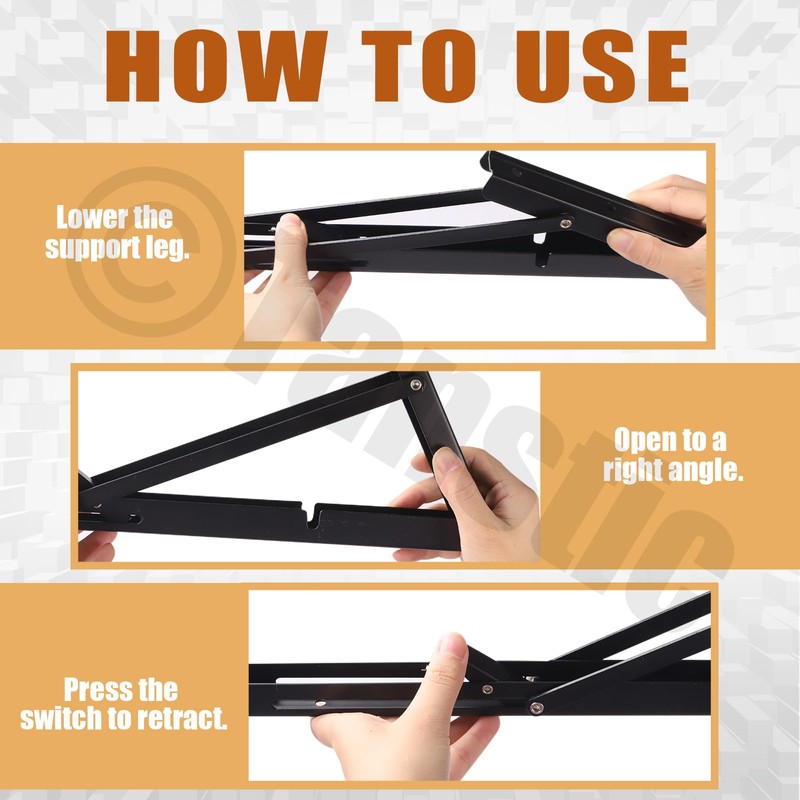 Tanstic 2 Pack 8 Inch Folding Shelf Brackets, Heavy Duty