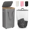 WELTRXE WELTRXE Gray Laundry Hamper with Lid and Wheels, 110L