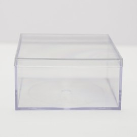 Crystal Clear Hard Plastic Display Case for Collectibles, Clear Gift Box for Party Favors, 4" Square x 2" Tall, 6 Boxes, Made in USA by Gary Plastic Packaging