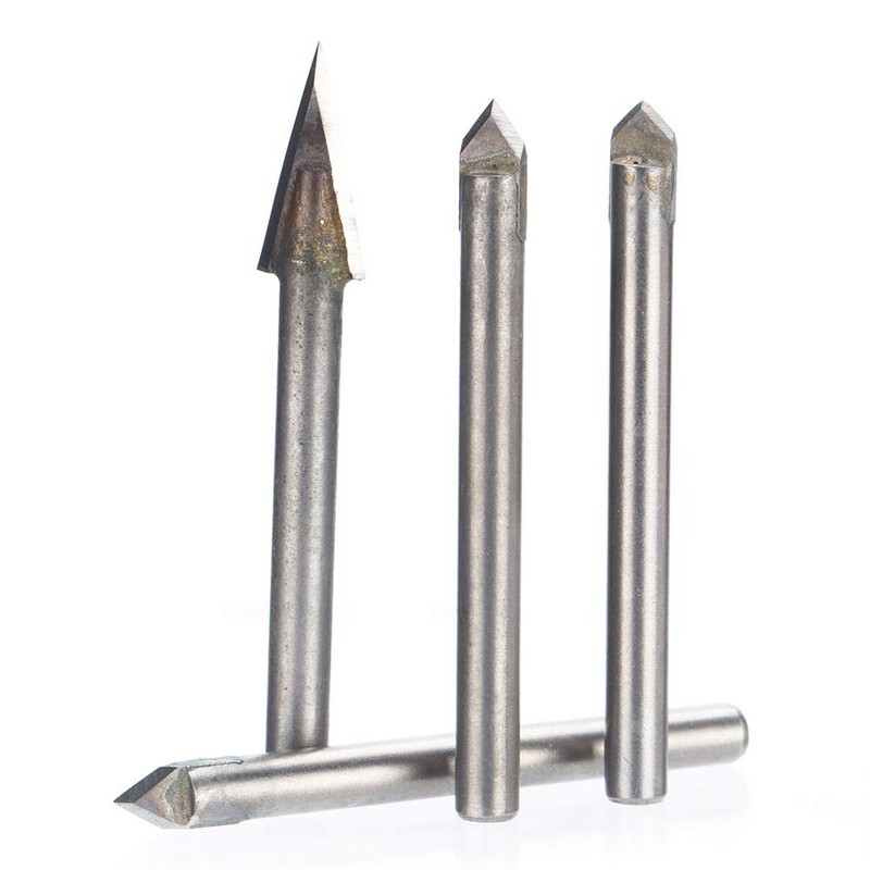 HUHAO 5PCS 45 Degree CNC Tool Stone Carving Bits 6mm