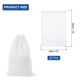 uxcell 20 Pcs Velvet Drawstring Bag, 8 x 12 Inch Jewelry Velvet Pouches Gift Bags for Wedding Party Favor Candy Jewelry Packaging Organizing Storage, White