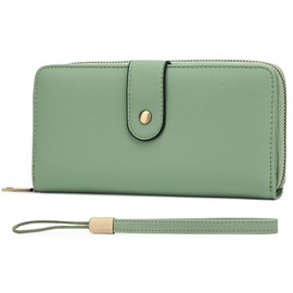 GAEKEAO Ladies Purse RFID Blocking Leather Large Capacit Women's Wallet with Multiple Card Slots and Zipper Pocket