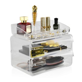 ARAD Acrylic 2-Drawer Organizer for Office Supplies or Makeup and Cosmetics