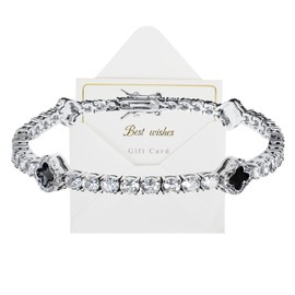 MRDOPELUX Four Leaf Clover Tennis Bracelet for Men, 4mm Iced Out 5A+ Cubic Zirconia Bracelets for Women, 8inches, Copper, Cubic Zirconia