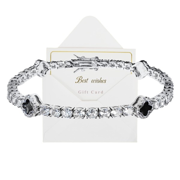 MRDOPELUX Four Leaf Clover Tennis Bracelet for Men, 4mm Iced