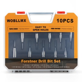 10PCS Forstner Drill Bit,Triple Flute Tungsten Carbide Tipped - for Hard Wood,Soft Wood Woodworking Hinge Cutter Tool Kits for Veneered Plywood Plastic