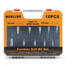 10PCS Forstner Drill Bit,Triple Flute Tungsten Carbide Tipped - for Hard Wood,Soft Wood Woodworking Hinge Cutter Tool Kits for Veneered Plywood Plastic