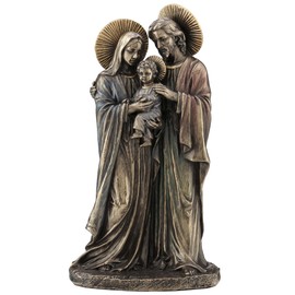 Veronese Design 8 5/8 Inch Holy Family Joseph Mary Holding Young Jesus Cold Cast Resin Antique Bronze Finish Sculpture