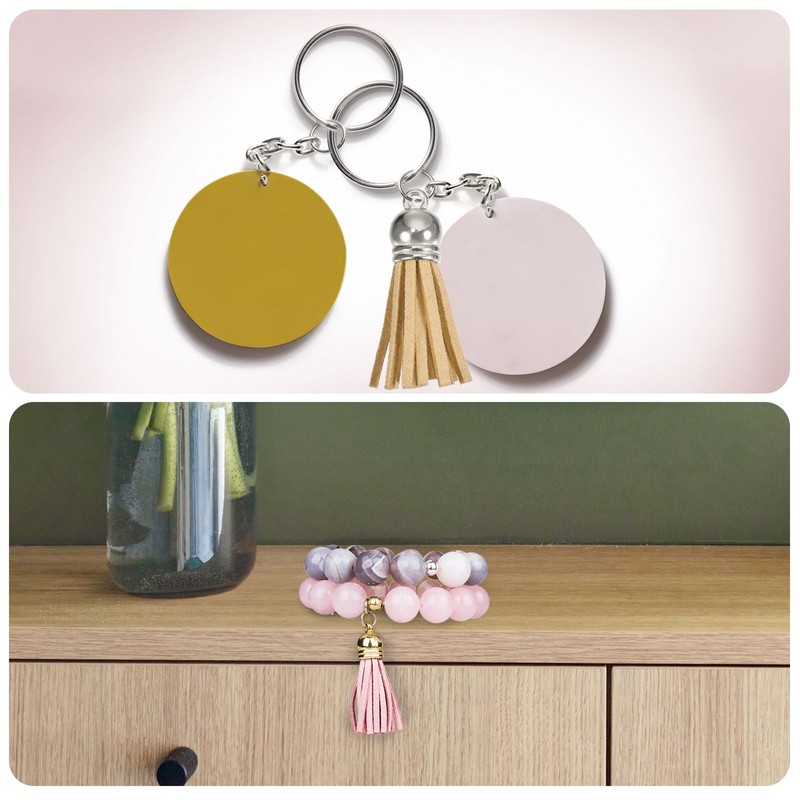 sourcing map 20Pcs 1.5 Inch Leather Tassels Keychain Charm with