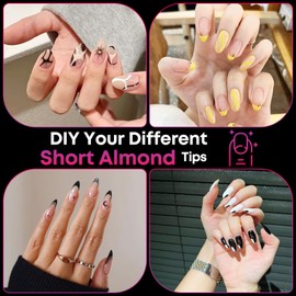 Ditran Nail Tips, Medium Almond 10 Sizes, 240 Pcs Clear Pre-shaped Half Matte Full Cover Soft Acrylic Fake Nail Tips Press on Nails for Extension Nail Manicure Home DIY