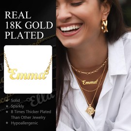 U7 Name Necklace Gold Plated Emma Custom Necklaces for Women