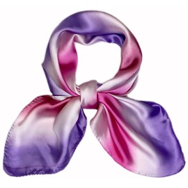 27.5'' Silk Feeling Scarf Medium Square Satin Head Neck Scarf for Women Hair Sleeping at Night，JB1-Pink Purple