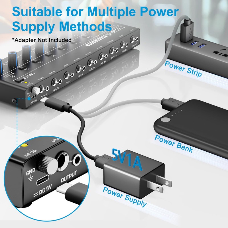 LZSIG Audio Mixer, Stereo Line Mixer for Sub-Mixing, Ultra Low-Noise,