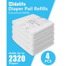 HIDALIFE Refills Compatible with Dekor Plus Diaper Pails, Disposable Diaper Trash Bags, Extra Thick Diaper Pail Refill Liners, Hold Up to 2320 Diapers (4 Pack)