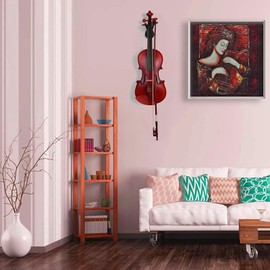 Fockety Wall Mount for Violin, Viola, Violin with Bow Holder, Hook for Violin and Viola, Stand for Violin and Viola for Home, Studio (1 Piece)