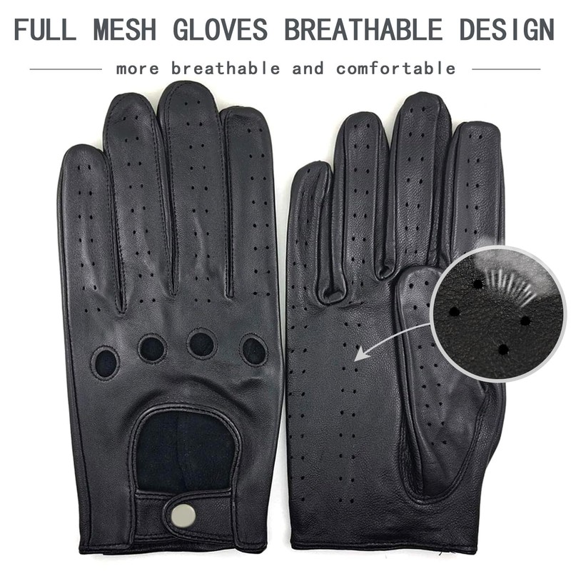 ZLUXURQ Men's Luxury 100% Sheepskin Driving Gloves Soft High Quality