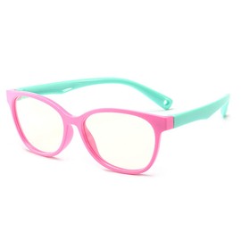 JUSLINK Kids Blue light Blocking Glasses for Girls and Boys Age 3-10 (Pink+Green)