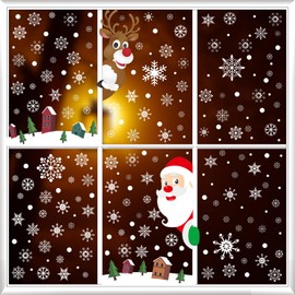 339Pcs Christmas Window Clings,Christmas Decorations Christmas Stickers for Glass,Double Side Reusable Cute Winter Holiday Window Stickers,Snowflake Santa Claus Reindeer Decals for Party