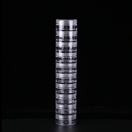 OTCRAFT 10 PCS Stackable Plastic Containers, 19x3.5cm/ 7.5X.5inClear Storage Box Round Organizer Jars for Beads, Buttons, DIY Art CraftJewelry Nail Accessory