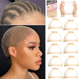 FDBJulyy 10 Pcs Transparent HD Wig Cap,Transparent HD Wig Caps for Women Wig Cap Stocking Cap Sheer Wig Cap Thin Nylon Cap HD Thin Wig Cap for Lace Front Wig Accessories for Women (5Pack/10PCS)