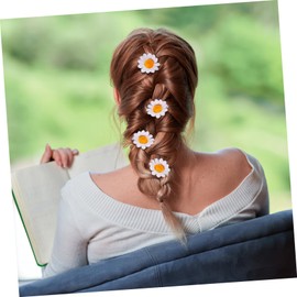 PACKOVE 12Pcs White Daisy Artificial Flower Hair Clips Hairpin Fork Hair Stick Accessories for Wedding Party Daily Wear Sweet Charming Decoration