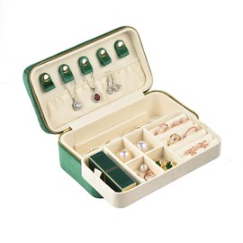 TAIMY Velvet Jewelry Boxes, Plush Velvet 2 Layer Travel Jewelry Organizer for Women, Portable Travel Jewelry Case Ring Earrings Necklace Bracelet Storage Holder Display(Dark Emerald)