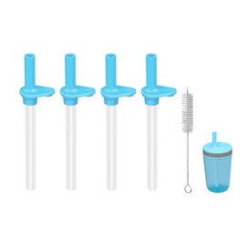 KLOWOAH Replacement Straws Compatible with Zak 15oz Water Bottle,BPA-Free,Reusable Straw with Cleaning Brush (Light blue-4 Pack)