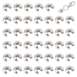 UNICRAFTALE 100pcs Half Round Open Crimp Beads 304 Stainless Steel Crimp Beads Covers Beads End Tip Metal Material 5mm Diameter Crimp Beads for Women Bracelet Necklace Jewelry DIY Craft Making
