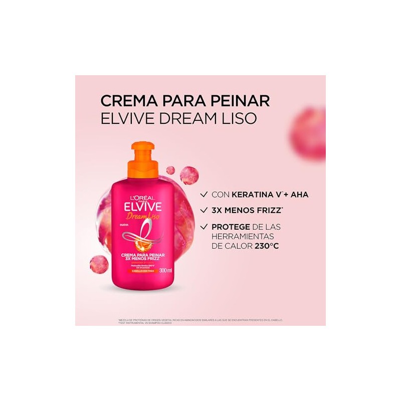 LOral Paris Elvive Dream Liso Crema Para Peinar, Efecto Keratina
