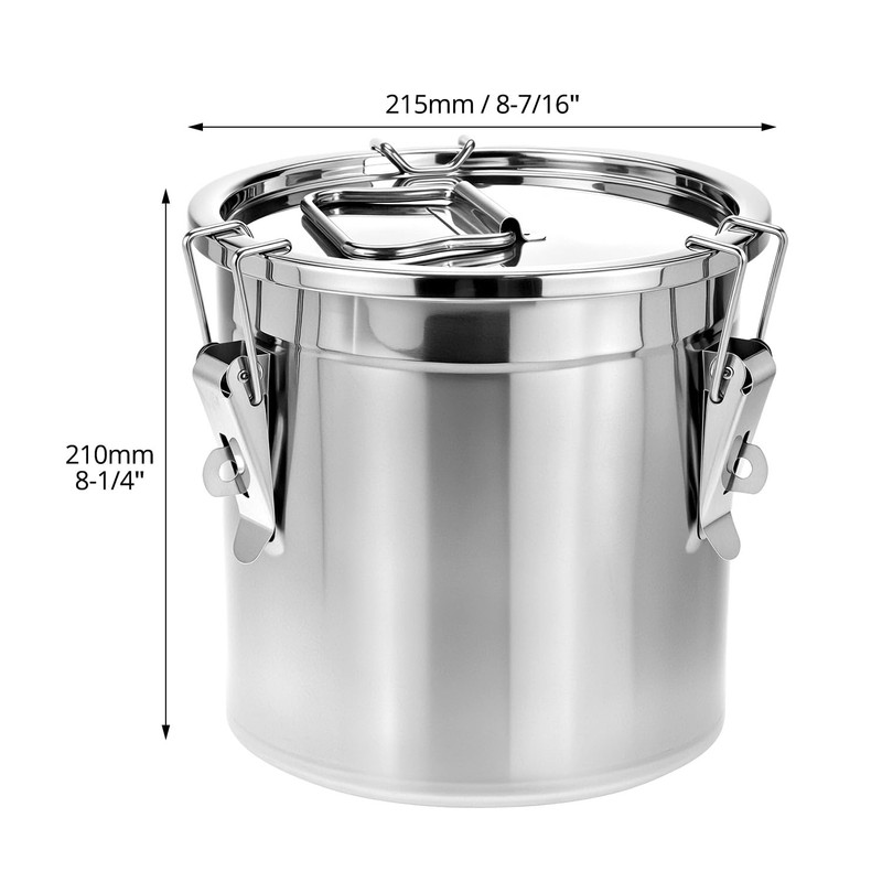 QWORK Food Storage Canisters, 6L/1.6Gal 304 Stainless Steel Flour Rice
