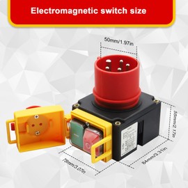 KOA7 3 Phase 400 V Switch Plug Combination AYWHP IP55 Switch Plug with 80 cm Cable, Phase Inverter and Magnet Emergency Stop Switch Compatible KEDU KOA7