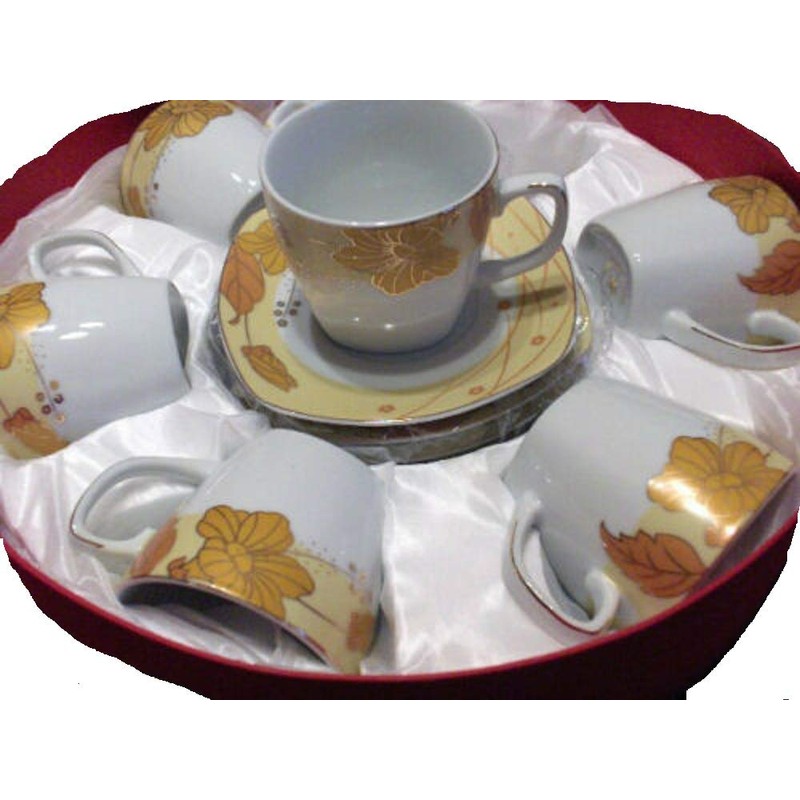 Porcelain China Teacups or Coffee Cups and Saucers Set of