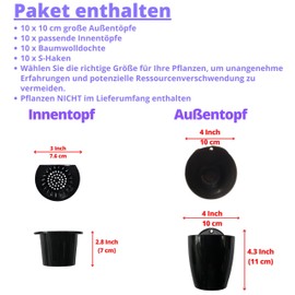 LaLaGreen Wall Planters for Indoor Plants - 10 Pack, 4 Inch Black Self Watering Pots Modern Indoor Hydroponic Vertical Live Garden Wall Mounted Hanging Plant Holder