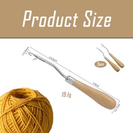 Pack of 2 wooden crochet needles, catch needle, latch needle, wooden handle latch hook, set, crochet, hair knitting tool, curved crochet hooks, crochet tool, ergonomic handle crochet hook set for