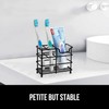 Stainless Steel Toothbrush Holder, Black Metal Bathroom Organizer, Compact Size