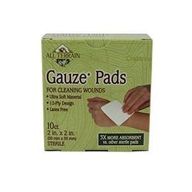 All Terrain Latex-Free Gauze Pads, Minor Wound Care & First Aid, Cleaning, Dressing & Bandaging, Soft, Absorbent, Sterile, 2 x 2-Inch, 10 Count