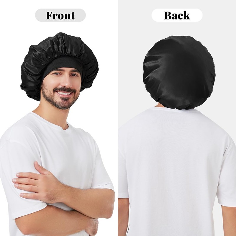 Satin Bonnet for Men, Silk Bonnet for Sleeping with Wide