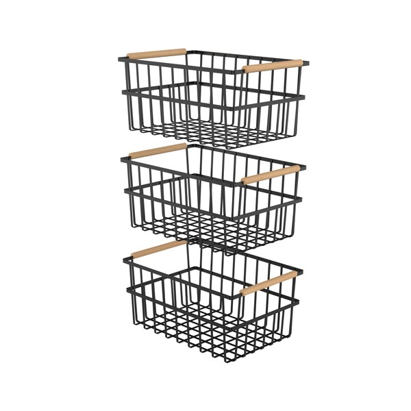 Oceanstar Metal Wire Organizer Bin Handles WBHB1910 Basket Set, One-Size,