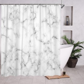 DuriLolly White Marble Shower Curtain Abstract Gray White Texture Granite Shower Curtains Modern Ombre Cracked Art Bathroom Decor Waterproof Fabric Curtain Set Include Hooks 71x71 inch
