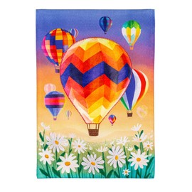 Evergreen Flag Hot Air Balloons Linen Garden Flag | Welcome Garden Flag 12x18 Double Sided | Small Garden Flags For Outside | Outdoor house Flags for All Season