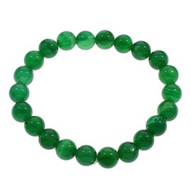 TreasureBay Handmade 8mm Natural Gemstone Stretch Bracelet for Men and Women | Unisex Beaded Jewellery (Green agate)