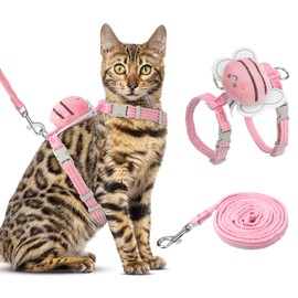 Cat Harness and Leash Set for Walking Escape Proof Adjustable Step Vest Harnesses for Small Cats and Dogs Weather Lightweight Easy Control Soft Jacket for Kitten Outdoor Walking（Pink, S）
