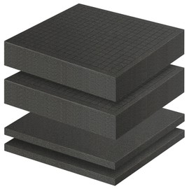 Polyurethane Foam Sheet, 4pcs Foam Inserts Black foam padding, 2 Sizes Pick Apart Foam Inserts for Cases Packing Padding, Toolbox, Camera Storage,Game Box (12in x 12in x 2in + 12in x 12in x 0.4in)
