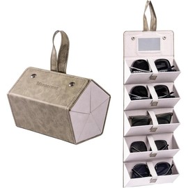 Sunglasses Organizer Case Travel Glasses Case Multiple Pairs Eyeglasses Storage Holder Box 5 Slot for Women Men - Color: Grayish+grey